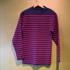 Vintage Wool Navy and Red Striped Sweater